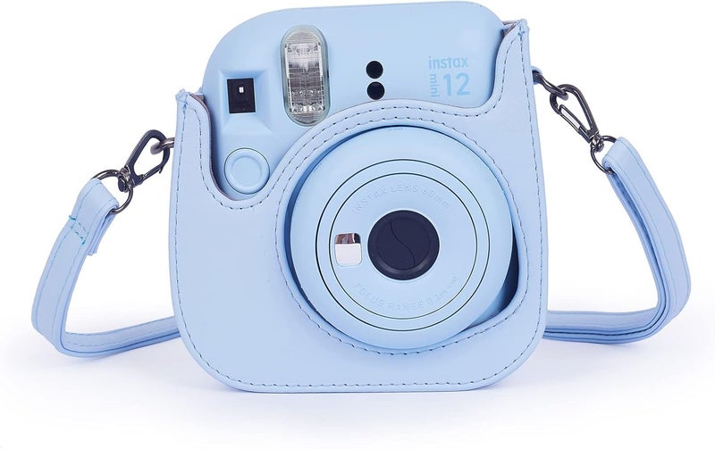 Phetium Instant mini 12 Camera Protective Case Compatible with Instax Mini 12 11,PU Leather Bag with Pocket and Adjustable Shoulder Strap (Pastel Blue) - Image 4